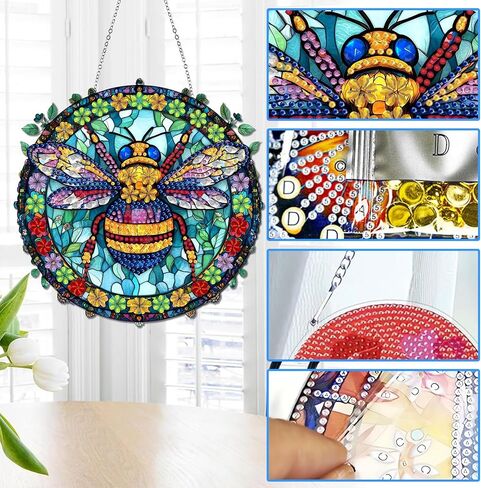 Reofrey Hanging Diamond Art Kits for Adults - 8x8 Inch Tree Acrylic Board Double Sided Pattern Diamond Painting Suncatcher Pendant, DIY Crystal Art for Home Wall or Window Decoration Handmade Gift in Saudi Arabia