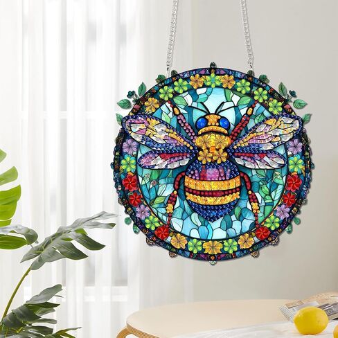 Reofrey Hanging Diamond Art Kits for Adults - 8x8 Inch Tree Acrylic Board Double Sided Pattern Diamond Painting Suncatcher Pendant, DIY Crystal Art for Home Wall or Window Decoration Handmade Gift in Saudi Arabia