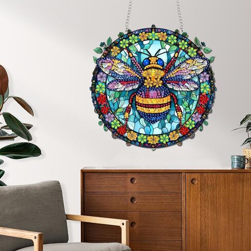 Reofrey Hanging Diamond Art Kits for Adults - 8x8 Inch Tree Acrylic Board Double Sided Pattern Diamond Painting Suncatcher Pendant, DIY Crystal Art for Home Wall or Window Decoration Handmade Gift in Saudi Arabia