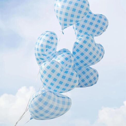 10 Pcs Red Pink Heart Grid Balloons 18 Inch Blue Green Yellow Checkered Foil Heart Balloons Helium Mylar Balloons for Girls Women Valentines Day Birthday Wedding Baby Shower Bridal Party Decorations in Kuwait