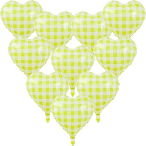 10 Pcs Red Pink Heart Grid Balloons 18 Inch Blue Green Yellow Checkered Foil Heart Balloons Helium Mylar Balloons for Girls Women Valentines Day Birthday Wedding Baby Shower Bridal Party Decorations in Kuwait