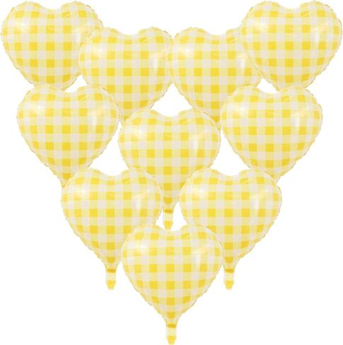 10 Pcs Red Pink Heart Grid Balloons 18 Inch Blue Green Yellow Checkered Foil Heart Balloons Helium Mylar Balloons for Girls Women Valentines Day Birthday Wedding Baby Shower Bridal Party Decorations in Kuwait