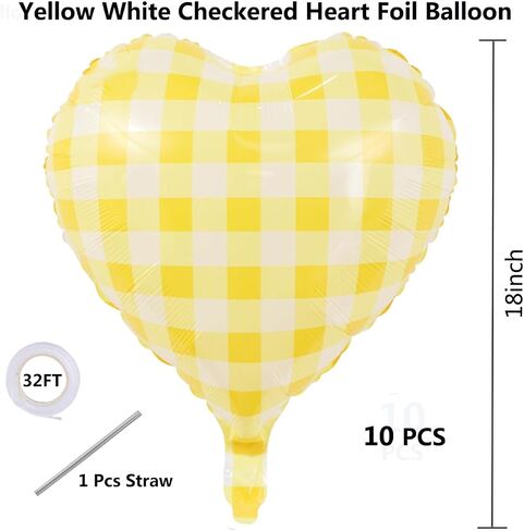 10 Pcs Red Pink Heart Grid Balloons 18 Inch Blue Green Yellow Checkered Foil Heart Balloons Helium Mylar Balloons for Girls Women Valentines Day Birthday Wedding Baby Shower Bridal Party Decorations in Kuwait