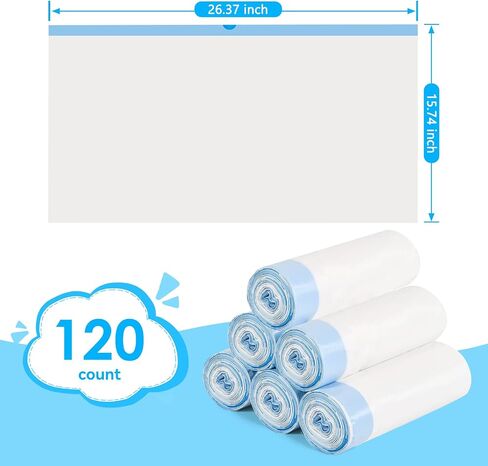 Cat Litter Bags 120 Count, 26.37"x15.74" Drawstring Close Litter Box Liners for Automatic Litter Box,Thick Cat Poop Bags,Easy to Clean,Heavy Duty Robot Bag for Self-Cleaning Box in Saudi Arabia