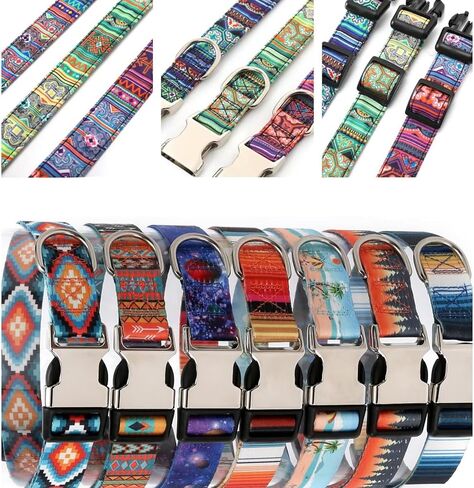 Personalized Dog Collar with Engraved ID Metal Buckle,Customized Floral Collar for Small,Medium,Large Dogs. in Saudi Arabia