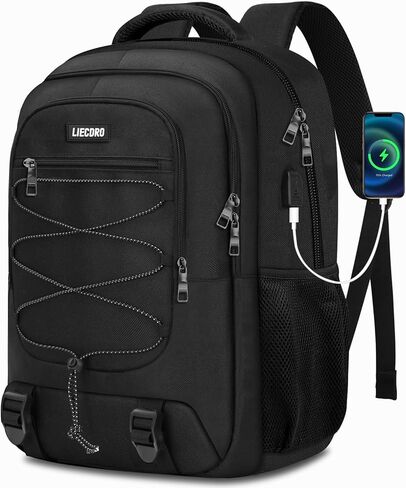 Black Backpack for Men, Backpack for School, School Backpacks for Boys Teens, 15.6 inch Laptop Back Pack with USB Charging Port, Large College Book Bag, Business Work Travel Bookbag in Saudi Arabia