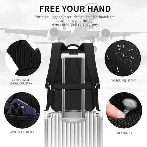 Black Backpack for Men, Backpack for School, School Backpacks for Boys Teens, 15.6 inch Laptop Back Pack with USB Charging Port, Large College Book Bag, Business Work Travel Bookbag in Saudi Arabia
