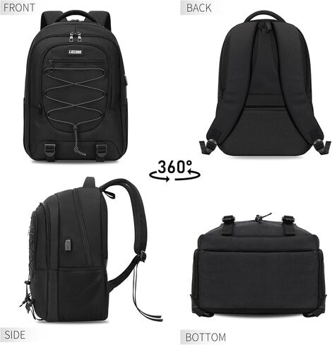 Black Backpack for Men, Backpack for School, School Backpacks for Boys Teens, 15.6 inch Laptop Back Pack with USB Charging Port, Large College Book Bag, Business Work Travel Bookbag in Saudi Arabia
