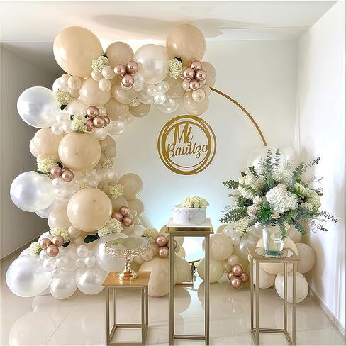 Beige Champagne Gold Balloons Garland Arch Kit, 102PCS White Sand Metallic Champagne Gold Nude Neutral Cream Balloons for Wedding Baby Bridal Shower Boho Birthday Anniversary Party Decorations in Kuwait