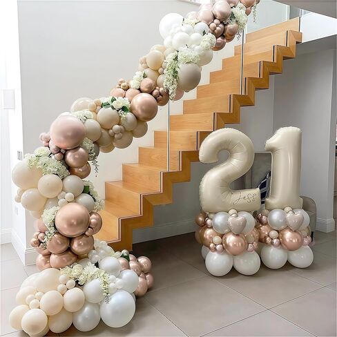Beige Champagne Gold Balloons Garland Arch Kit, 102PCS White Sand Metallic Champagne Gold Nude Neutral Cream Balloons for Wedding Baby Bridal Shower Boho Birthday Anniversary Party Decorations in Kuwait