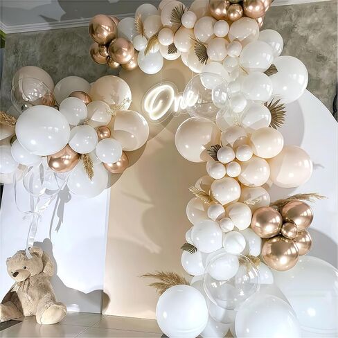 Beige Champagne Gold Balloons Garland Arch Kit, 102PCS White Sand Metallic Champagne Gold Nude Neutral Cream Balloons for Wedding Baby Bridal Shower Boho Birthday Anniversary Party Decorations in Kuwait