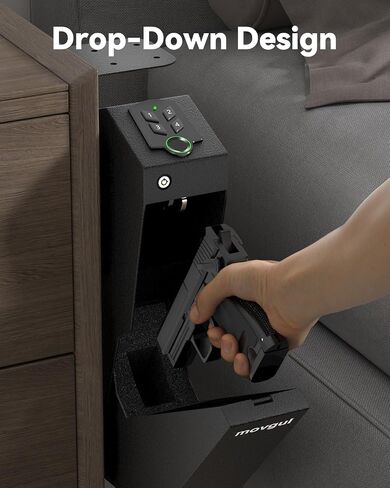 Biometric Gun safe for Handgun Drop Down Bedside Pistol Safe, Mounted Fingerprint Handgun Case for Nightstand, Under Desk, Bed in Saudi Arabia