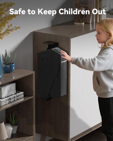 Biometric Gun safe for Handgun Drop Down Bedside Pistol Safe, Mounted Fingerprint Handgun Case for Nightstand, Under Desk, Bed in Saudi Arabia