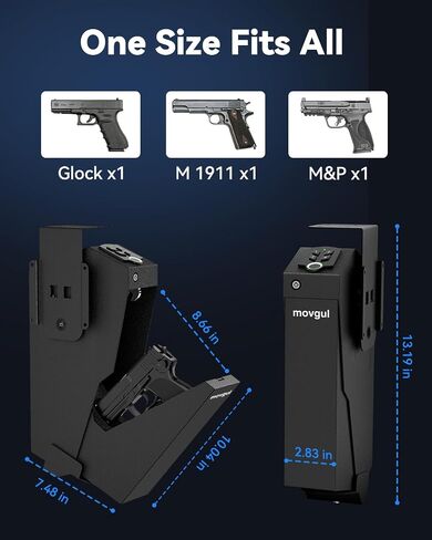 Biometric Gun safe for Handgun Drop Down Bedside Pistol Safe, Mounted Fingerprint Handgun Case for Nightstand, Under Desk, Bed in Saudi Arabia