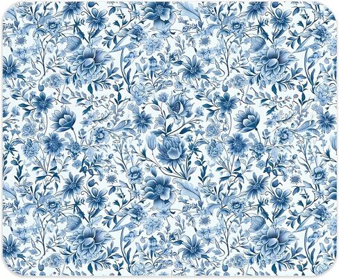 Chinoiserie Floral Mouse Pad ، الزهور الأزرق والأبيض Mousepad لمكتب العمل المسكن ، Chinoiserie Desk Mousepad ، هدايا لموظفي زملاء العمل ، 9.5 × 8 بوصة in Kuwait
