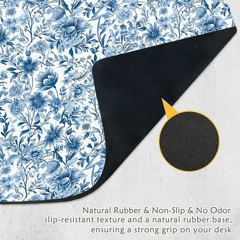 Chinoiserie Floral Mouse Pad ، الزهور الأزرق والأبيض Mousepad لمكتب العمل المسكن ، Chinoiserie Desk Mousepad ، هدايا لموظفي زملاء العمل ، 9.5 × 8 بوصة in Kuwait
