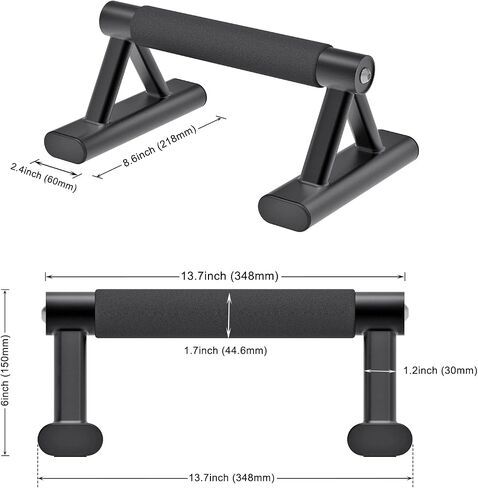 SELEWAERE Wood Parallettes للتمارين الأرضية، مقابض رفع للأعلى، قضبان دفع غير قابلة للانزلاق، قضبان للوقوف على اليدين للياقة البدنية، خشب صلب مع أقدام أنابيب فولاذية قوية، تحميل يصل إلى 600 رطل in Kuwait