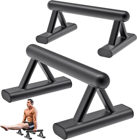 SELEWAERE Wood Parallettes للتمارين الأرضية، مقابض رفع للأعلى، قضبان دفع غير قابلة للانزلاق، قضبان للوقوف على اليدين للياقة البدنية، خشب صلب مع أقدام أنابيب فولاذية قوية، تحميل يصل إلى 600 رطل in Kuwait