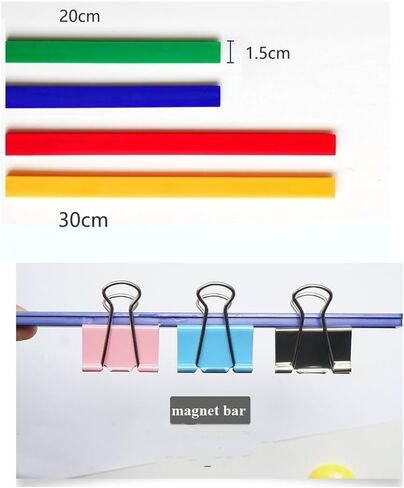 Colorful Magnetic Bar for Bulletin Board - Memo Strip Set Magnet Strip Tape, School Office Home Stationery Bar for Fridge 7.9 Inch/12inch 6 Color in Saudi Arabia