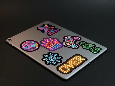 200-Pack Neon Aesthetic Waterproof Stickers – Vinyl PVC Decals for Laptops, Water Bottles, Skateboards, Notebooks, Helmets and More – Retro Y2K/Vaporwave Designs in Saudi Arabia