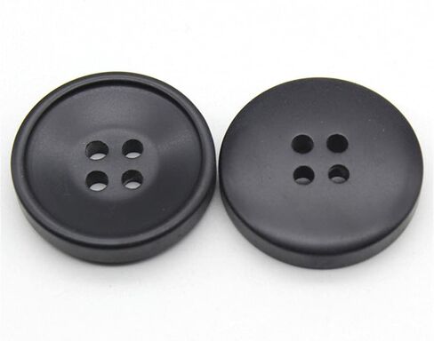 6 Pcs Resin Buttons 4 Holes Round Buttons for Coats, Jacket,DIY Sewing Supplies (#03 Black, 30mm) in Saudi Arabia