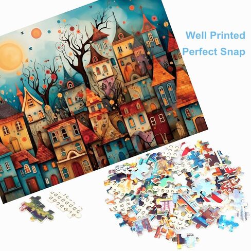 500 Piece Puzzles for Adults Dreamy Towns 20.5 x 15 Inch 500 Piece Jigsaw Puzzles for Kids Adults Puzzles 500 Pieces for Adults Holiday Educational Challenge Toy in Saudi Arabia