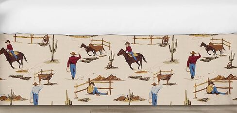 تنورة سرير أطفال من Sweet Jojo Designs Wild West Cow Boy أو Girl محايدة للجنسين - تنورة سرير مكشكشة من الغبار للحضانة مسطحة مستقيمة - بني وكريمي حيوانات الريف الجنوبي الغربي in Saudi Arabia