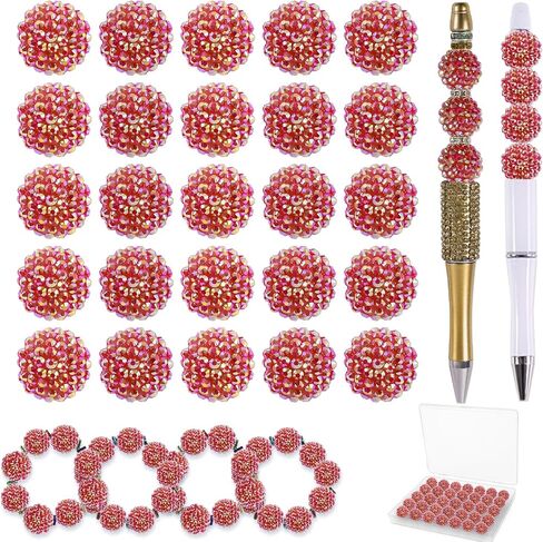 حبات 20 ملم للأقلام - 50 PCS DIY RHINESTONE حبات للأقلام القابلة للخرز - فواصل لمستلزمات القلم بالخرز - بريق الفقات الاكريليك الدائرية حبة لسلاسل المفاتيح - حبة بؤرية للأساور (ملونة) in Kuwait