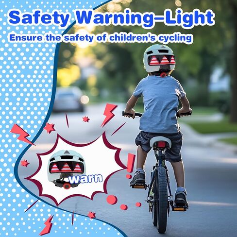 Kids Bike Helmet with LED Lights, Remote Control Turn Signals Safety Helmet Back Light for Youth Mountain Cycling Scooter Skateboarding, Adjustable and Lightweight for Boys Girls in Kuwait