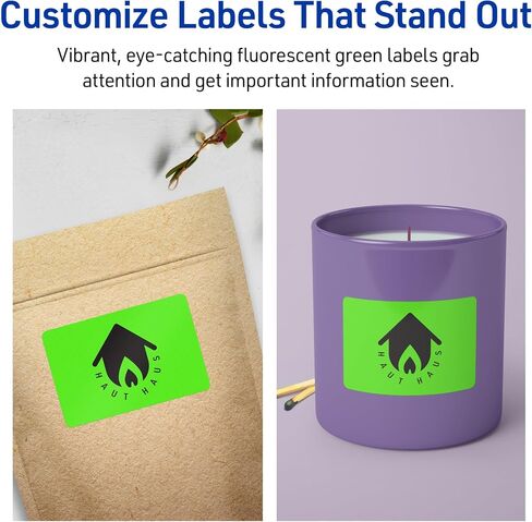 Avery Printable Rectangle Labels, Sure Feed Technology, 2" x 4", Neon Green Labels, Laser/Inkjet Printable, 100 Total, Great for Mailing and Candles in Saudi Arabia
