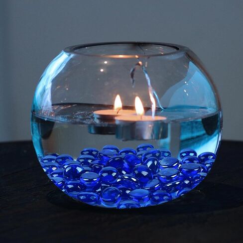 0.5lb Clear Glass Beads for Vases, 50 Pcs Glass Pebbles, Clear Flat Glass Marbles for Vase Filler Flower Candle Crafts Centerpieces and Wedding Decoration in Kuwait