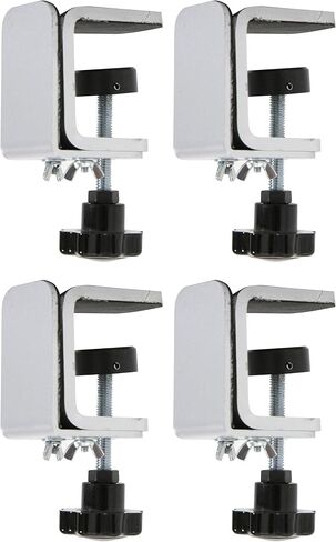 تعرض M&T مجموعة حافة المشبك ، C-Clamp مع فتحات واسعة الفك لفاصل لوحة أمين الصندوق عداد الطاولة ، حامل سطح المكتب حامل الألومنيوم الفضي (4 عبوات) in Kuwait
