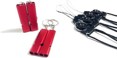 4-Pack Loud 120dB Double Tube Emergency Whistle - Aluminum Alloy, Corrosion-Resistant Safety Whistle with Lanyard & Keychain-Ideal for Camping Hiking Boating Fishing Survival Tool(Black) in Saudi Arabia