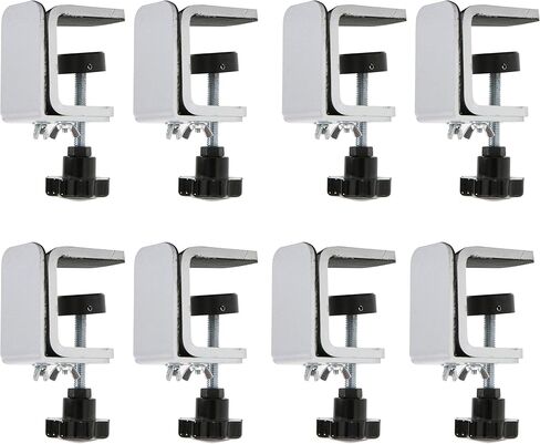 تعرض M&T مجموعة حافة المشبك ، C-Clamp مع فتحات واسعة الفك لفاصل لوحة أمين الصندوق عداد الطاولة ، حامل سطح المكتب حامل الألومنيوم الفضي (4 عبوات) in Kuwait