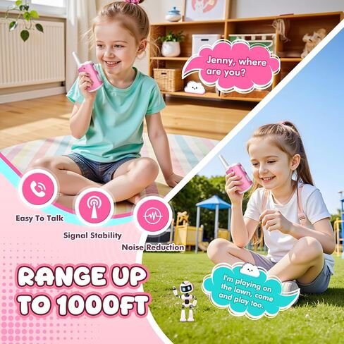 Kids Walkie Talkies Gifts for Girls: Toys Walkie Talkies for Kids 2 Pack Birthday Gifts for 3 4 5-7 Year Old Girls Toys Age 4-5 6-8 Years Old 2 Way Radio Family Camping Outdoor Hiking Pink in Kuwait