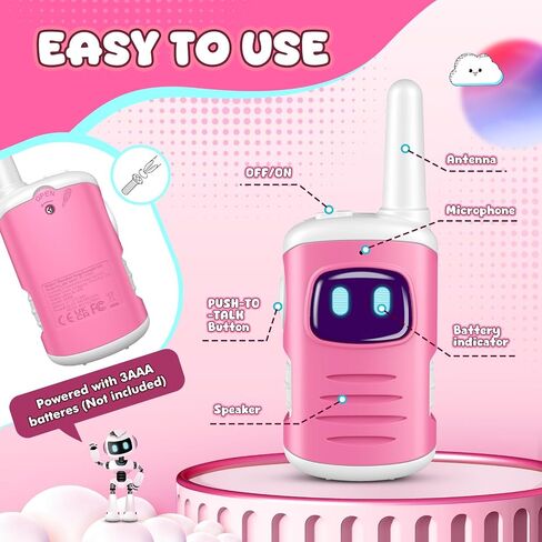 Kids Walkie Talkies Gifts for Girls: Toys Walkie Talkies for Kids 2 Pack Birthday Gifts for 3 4 5-7 Year Old Girls Toys Age 4-5 6-8 Years Old 2 Way Radio Family Camping Outdoor Hiking Pink in Kuwait