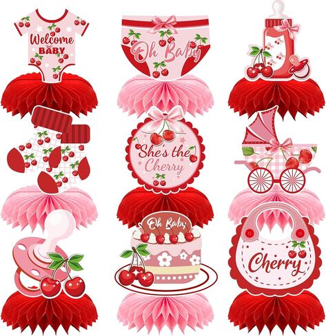 9pcs Sweet Berry Welcome Baby Honeycomb Centerpieces Baby Shower Party Table Decorations Strawberry Blueberry Tabletop Centerpieces Berry Table Topper Sign Decors for Newborn Hello Baby Announcement in Kuwait