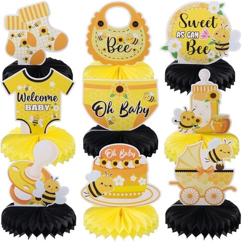 9pcs Sweet Berry Welcome Baby Honeycomb Centerpieces Baby Shower Party Table Decorations Strawberry Blueberry Tabletop Centerpieces Berry Table Topper Sign Decors for Newborn Hello Baby Announcement in Kuwait