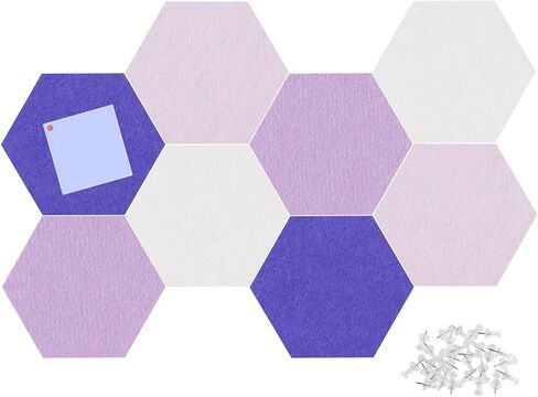 Felt Bulletin Board Tiles, 8 Pcs Hexagon Wall Tiles with Removable Adhesive, 7.9×6.9 Inch Cork Pin Board for Classroom, Home, Office (Set F, Middle) in Kuwait