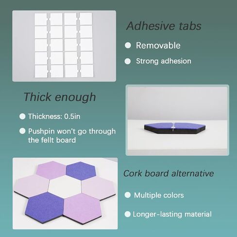 Felt Bulletin Board Tiles, 8 Pcs Hexagon Wall Tiles with Removable Adhesive, 7.9×6.9 Inch Cork Pin Board for Classroom, Home, Office (Set F, Middle) in Kuwait
