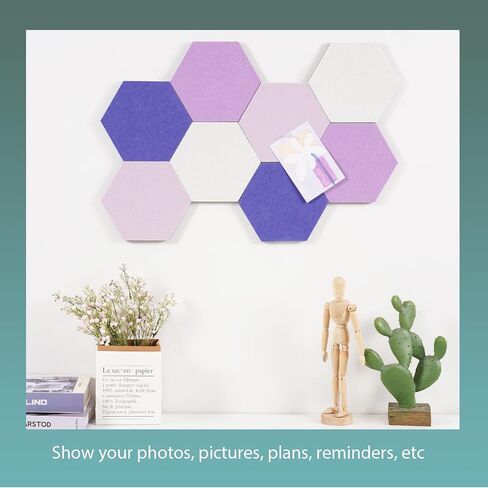 Felt Bulletin Board Tiles, 8 Pcs Hexagon Wall Tiles with Removable Adhesive, 7.9×6.9 Inch Cork Pin Board for Classroom, Home, Office (Set F, Middle) in Kuwait