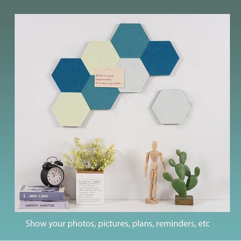Felt Bulletin Board Tiles, 8 Pcs Hexagon Wall Tiles with Removable Adhesive, 7.9×6.9 Inch Cork Pin Board for Classroom, Home, Office (Set F, Middle) in Kuwait