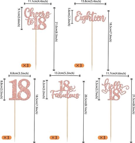 15pcs Happy 18th Birthday Concrite Sticks 18 Hello 18 Heaits to 18 Table Flower Centerposes Sticks Happy 18 in Kuwait