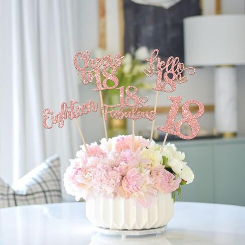 15pcs Happy 18th Birthday Concrite Sticks 18 Hello 18 Heaits to 18 Table Flower Centerposes Sticks Happy 18 in Kuwait