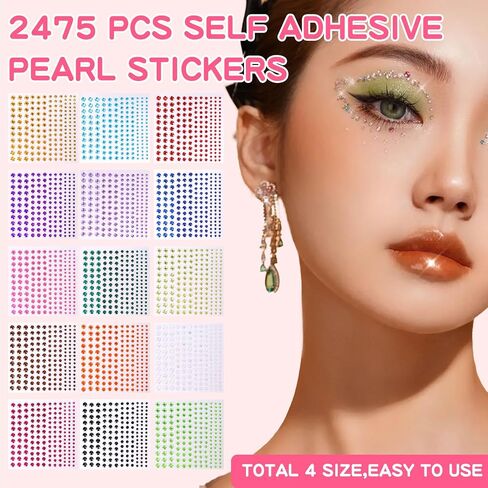 ملصقات حجر الراين ، 2475 PCS ملصق ماس لاصق ذاتي في 4 حجم 15 ألوان ، ملصقات الأحجار الكريمة للوجه ، فن الجسم ، الحرف ، الشعر ، الأظافر ، ديكورات DIY ، عصا بلينغ على المجوهرات ، الأطفال in Saudi Arabia