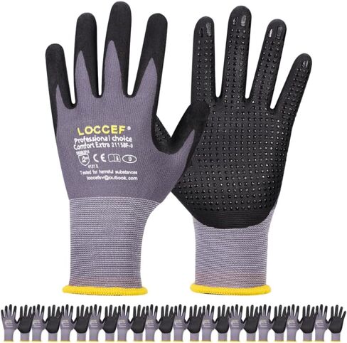 Work Gloves MicroFoam Nitrile Coated-6 Pairs,Endurance Seamless Knit Nylon,Dots on palm,Tacky Dot Grip Gloves in Saudi Arabia