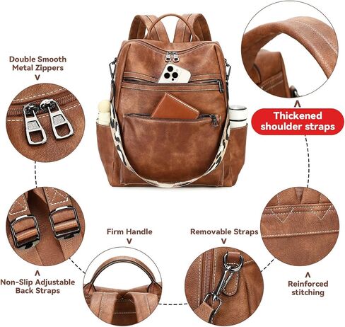 Vegan Leather Laptop Backpack for Women 15.6 Inch Work Backpack Purse for Travel College in Saudi Arabia