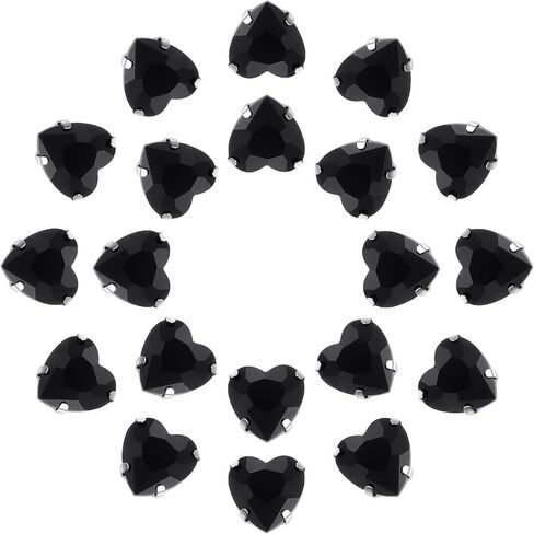 UXCELL 20PCS HEART SELT على حجر الراين ، 12 × 12 مم من القلب الكريستالي الزجاجي أحجار المعادن المسطحة مع بوابة الفضة من الحرف اليدوية ، المجوهرات DIY ، الملابس (أحمر مشرق) in Saudi Arabia