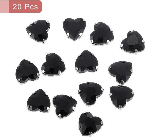 UXCELL 20PCS HEART SELT على حجر الراين ، 12 × 12 مم من القلب الكريستالي الزجاجي أحجار المعادن المسطحة مع بوابة الفضة من الحرف اليدوية ، المجوهرات DIY ، الملابس (أحمر مشرق) in Saudi Arabia
