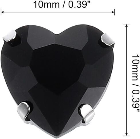 UXCELL 20PCS HEART SELT على حجر الراين ، 12 × 12 مم من القلب الكريستالي الزجاجي أحجار المعادن المسطحة مع بوابة الفضة من الحرف اليدوية ، المجوهرات DIY ، الملابس (أحمر مشرق) in Saudi Arabia